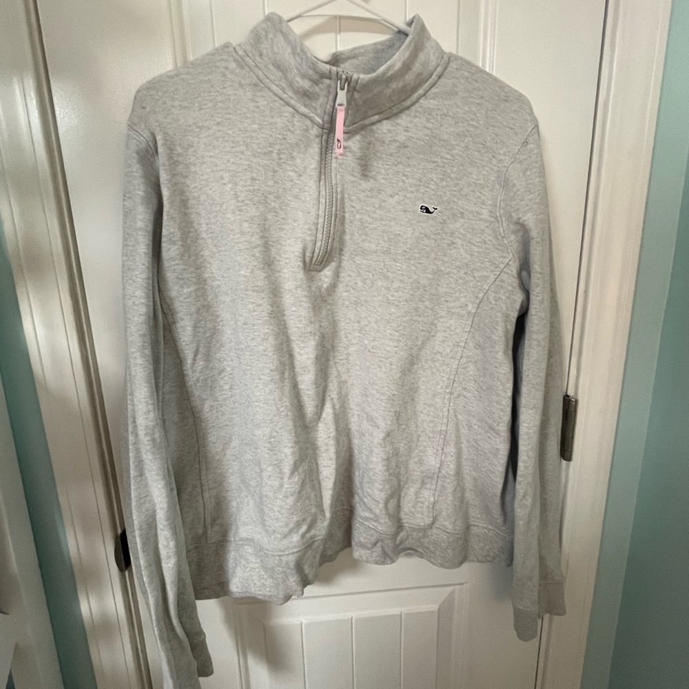 Vineyard Vines Heather Gray Women's Quarter Zip Sweater